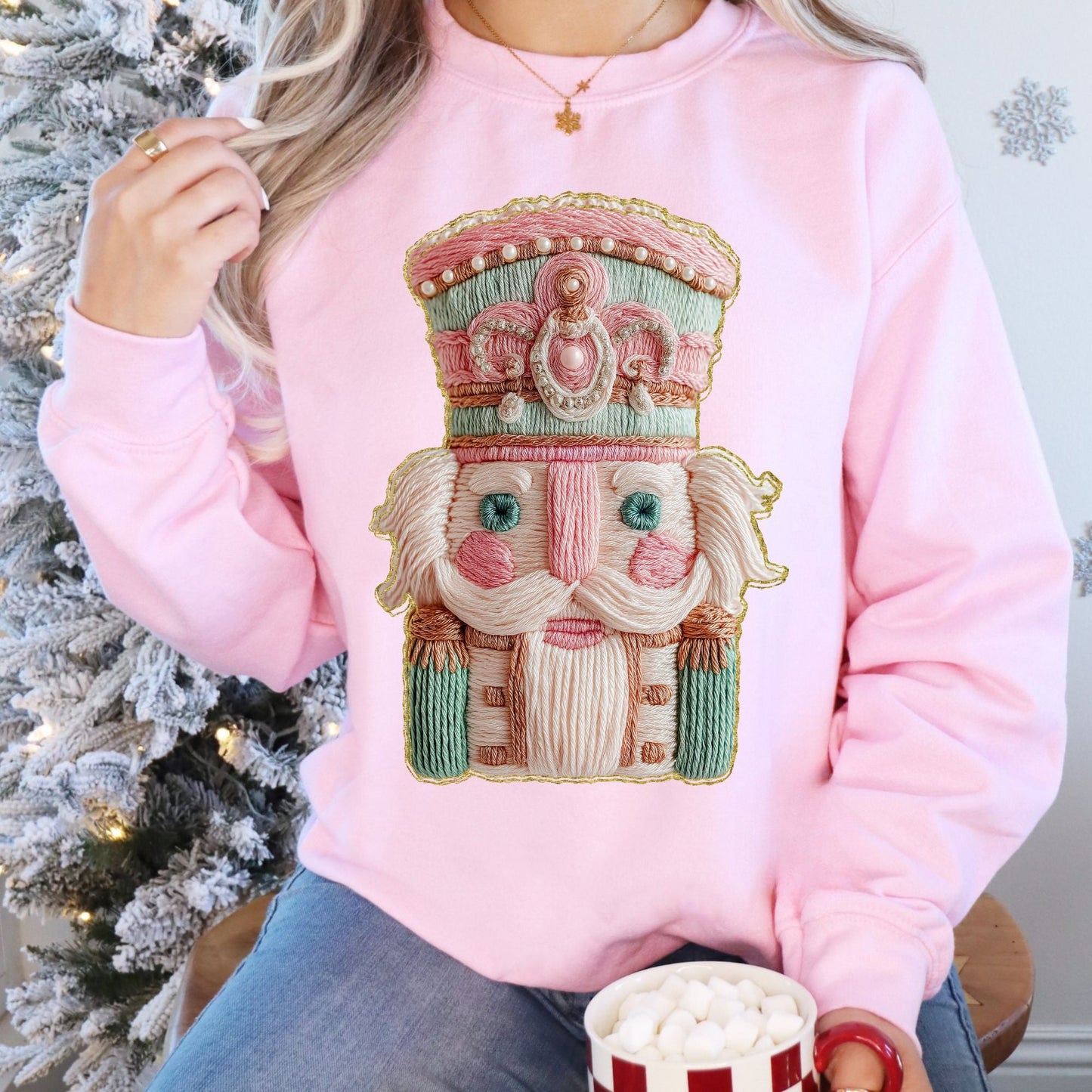 Faux Latch Hook Yarn French Knot Nutcracker Sweatshirts - ALL COLORS - YOUTH & ADULT SIZES