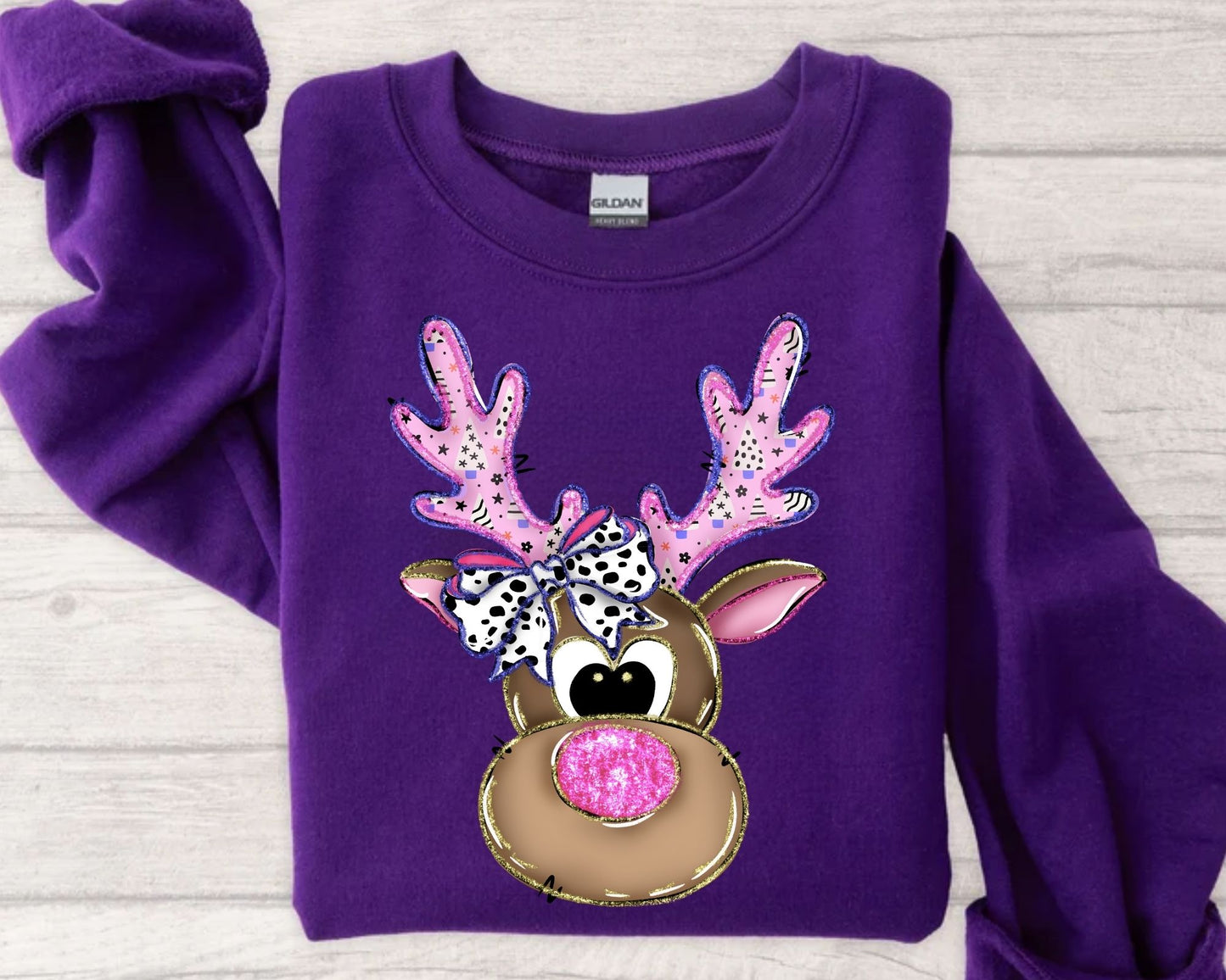 Festive Reindeer Purple Sweatshirts - YOUTH & ADULT SIZES