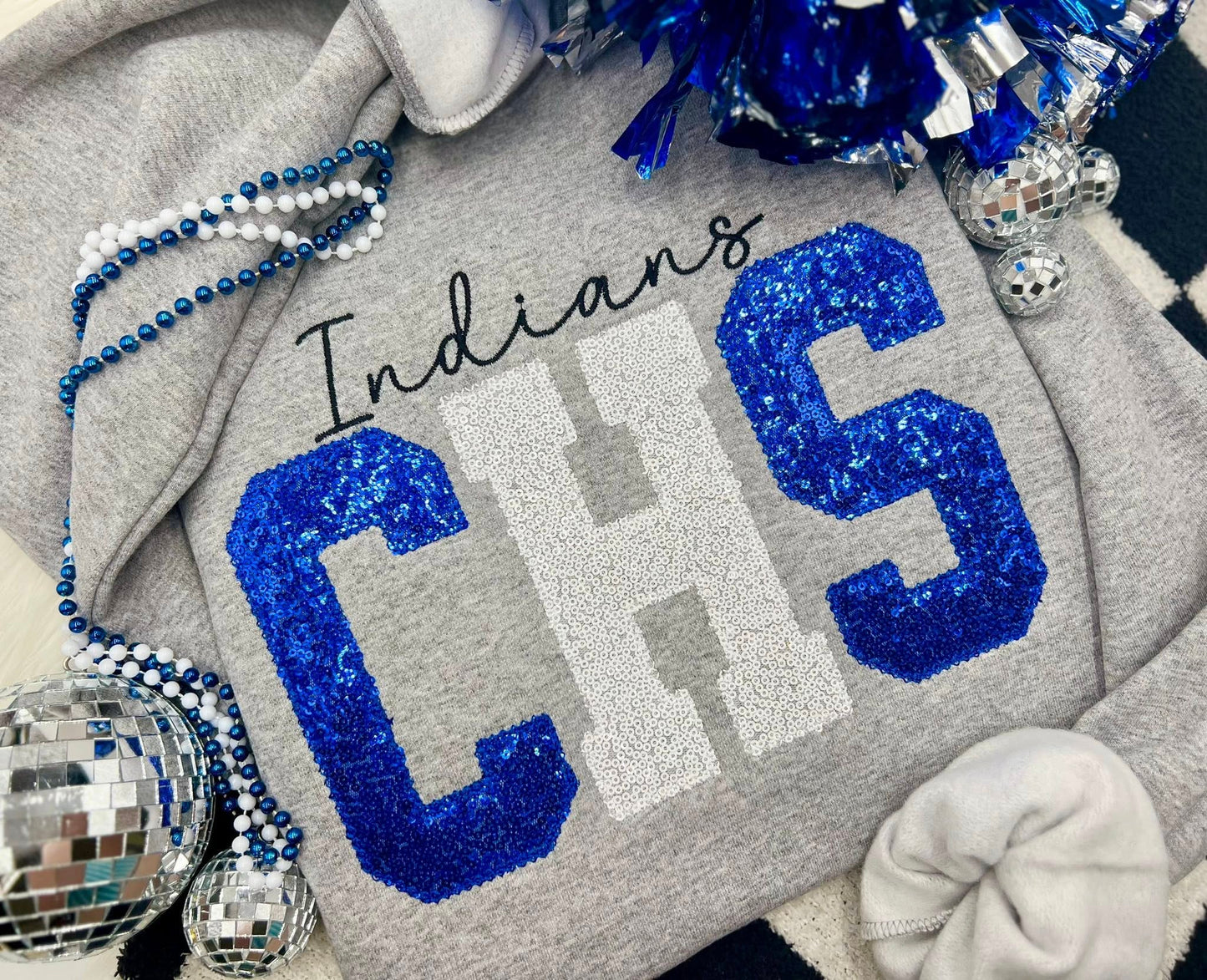 Embroidered Sequin Large Initial Applique Tees OR Sweatshirts - ADULTS