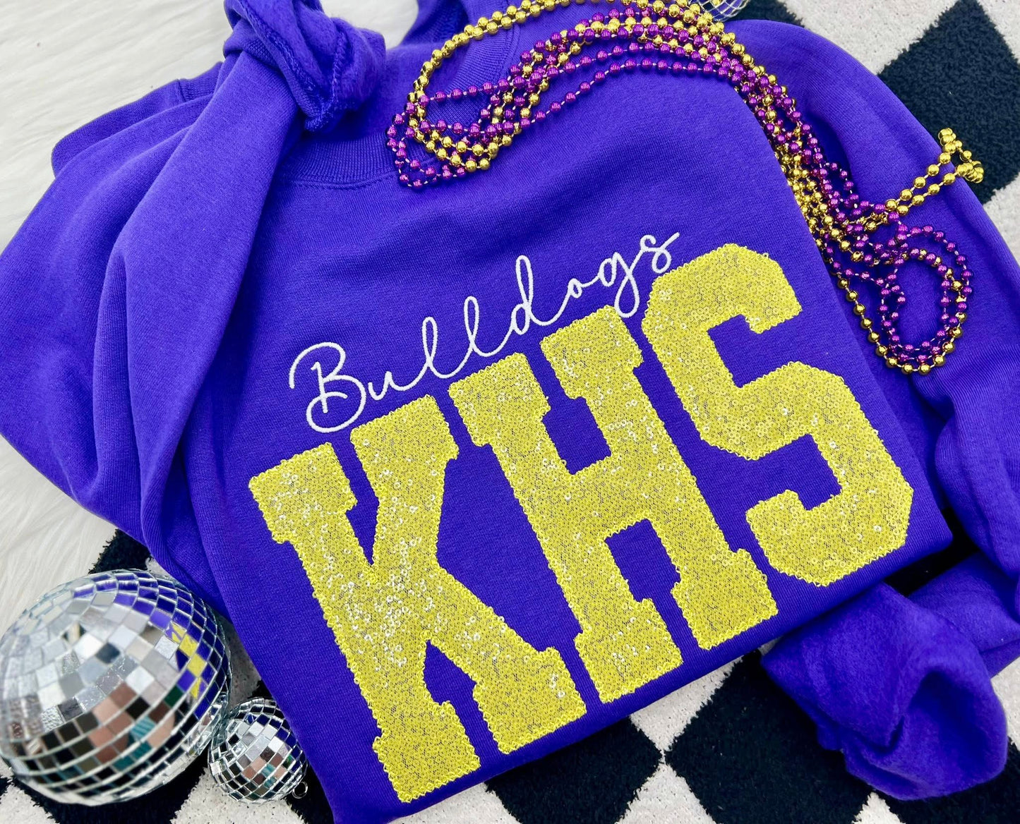 Embroidered Sequin Large Initial Applique Tees OR Sweatshirts - ADULTS