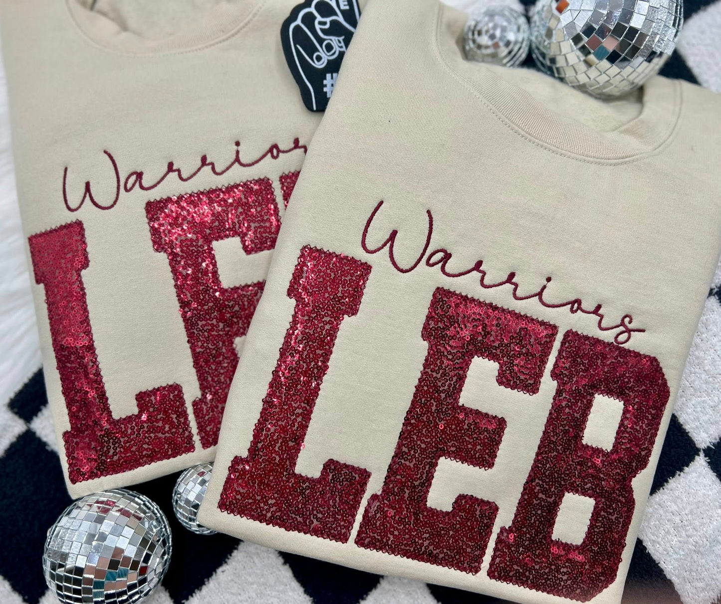 Embroidered Sequin Large Initial Applique Tees OR Sweatshirts - ADULTS