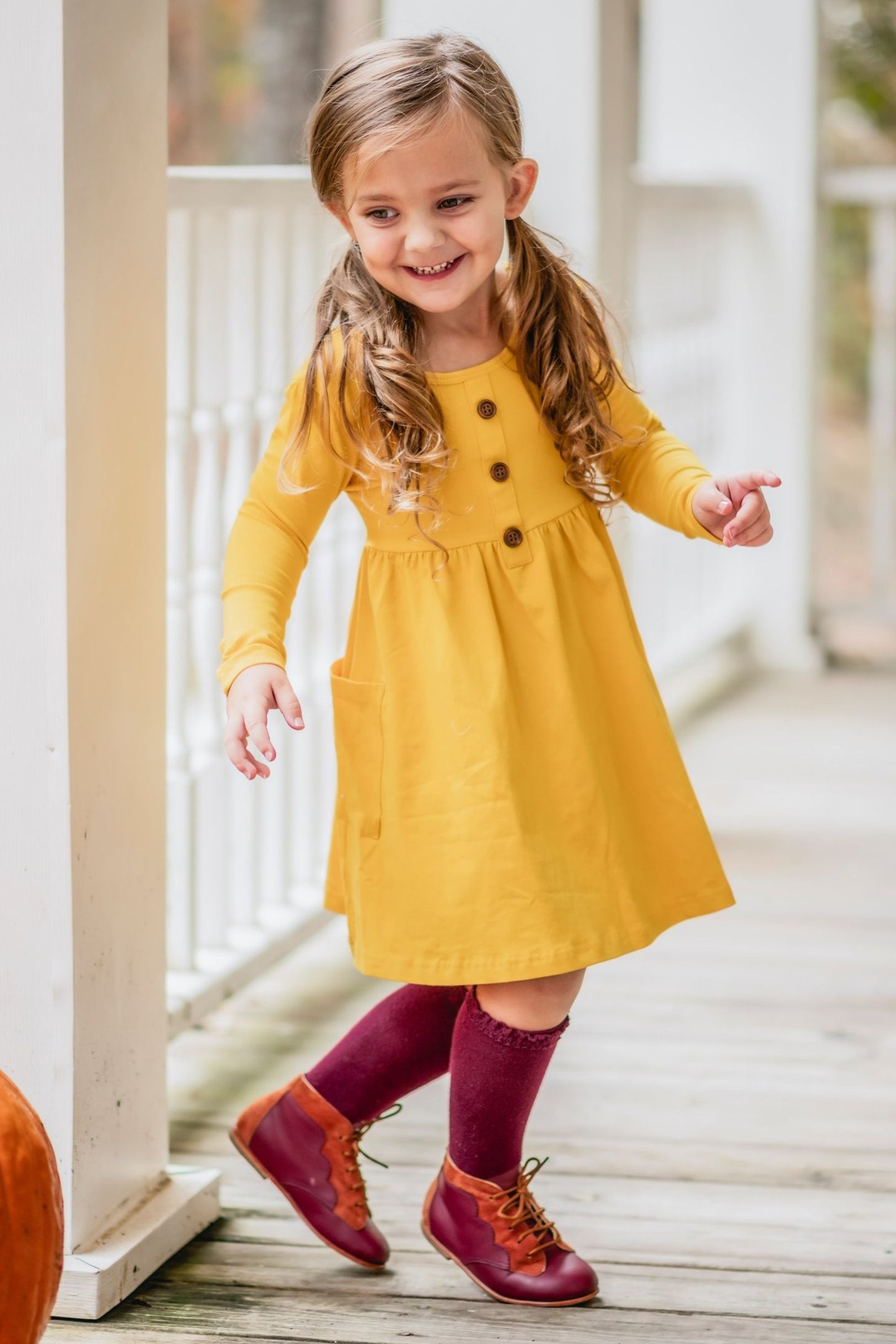 Mustard Button Dress