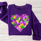 Mardi Gras Heart Purple Tee OR  Sweatshirt - YOUTH & ADULT SIZES