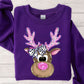 Festive Reindeer Purple Sweatshirts - YOUTH & ADULT SIZES