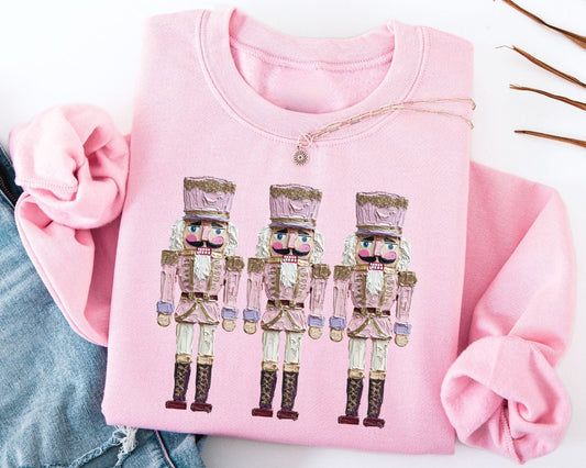 Hand Painted Nutcrackers Pink Sweatshirts - YOUTH & ADULT SIZES