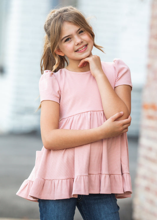 *NEW* Dusty Rose Stripe Ribbed Knit Tunic