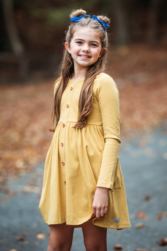 *NEW* Mustard Stripe Ribbed Knit Dress