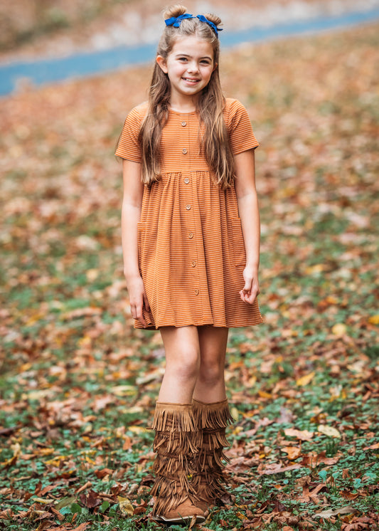 *NEW* Butterscotch Stripe Ribbed Knit Dress