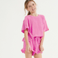 LIMITED RELEASE - 2 PIECE SET - Embossed Ribbed Knit Ruffle Set -PINK
