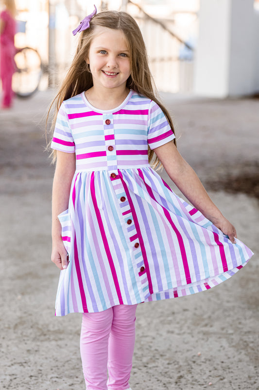 Candy Stripes Button Dress