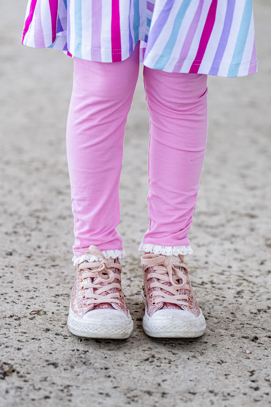 Pink Lacey Leggings