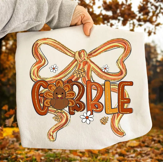 Gobble Bow Comfort Colors Graphic Tees - ALL COLORS - YOUTH & ADULT