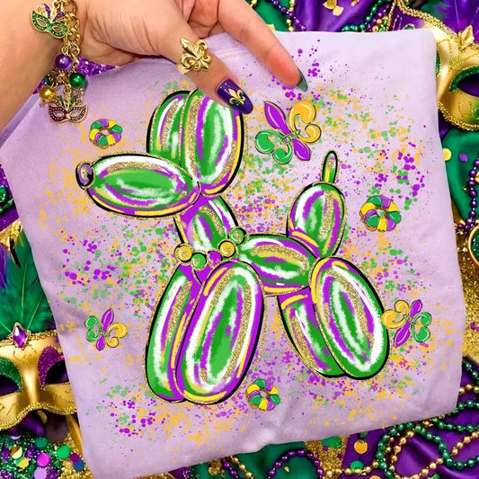 Mardi Gras Dog Orchid Comfort Colors Graphic Tees - YOUTH & ADULT SIZES