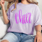 2025 CUSTOM Sports Script Puff Glitter Outline Comfort Color Tees - YOUTH & ADULT SIZES