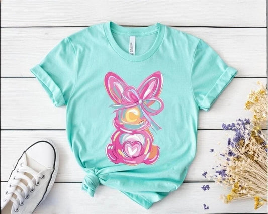 Brushstrokes Bunny Girl Bella Canvas T-Shirt - YOUTH & ADULT SIZES