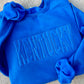 Embroidered Raggy Word Applique Sweatshirts - ADULTS