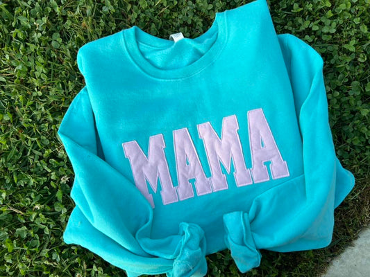 Embroidered Raggy Word Applique Sweatshirts - ADULTS