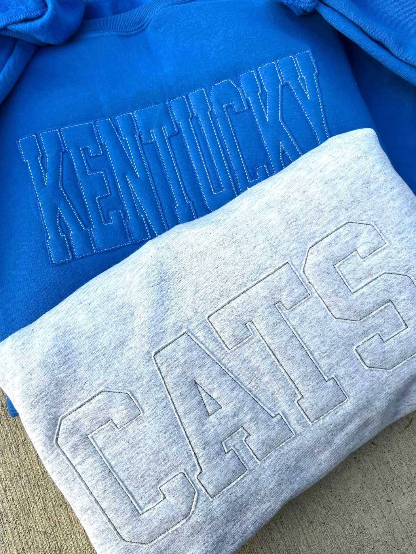 Embroidered Raggy Word Applique Sweatshirts - ADULTS