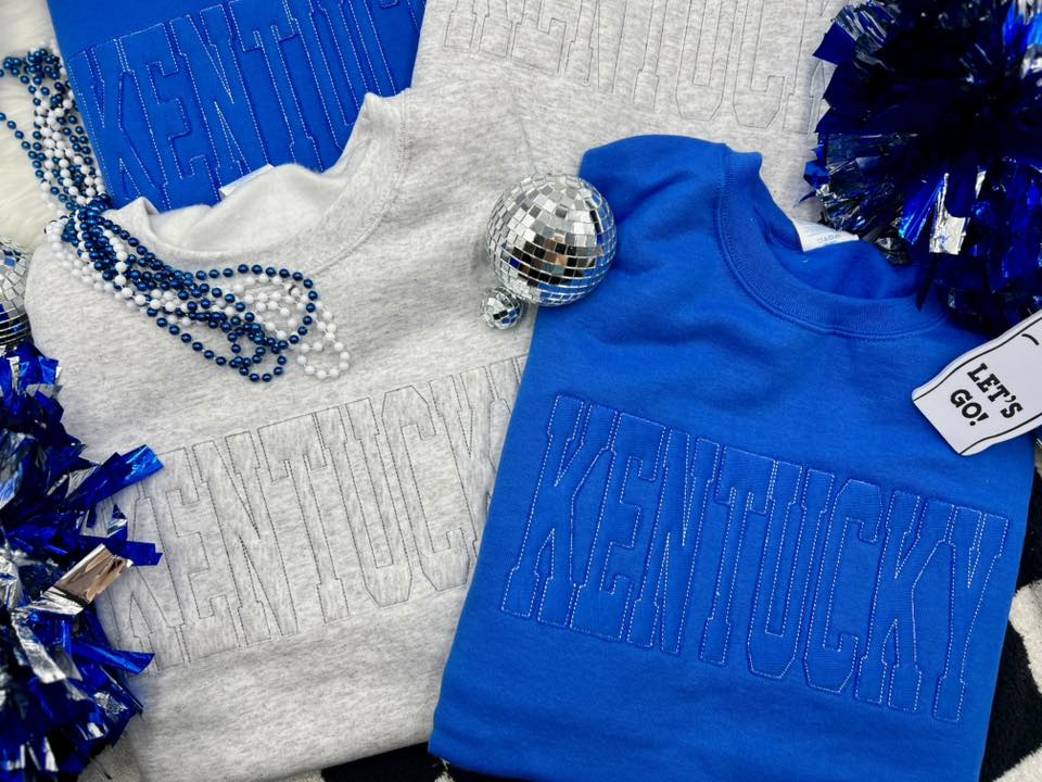 Embroidered Raggy Word Applique Sweatshirts - ADULTS