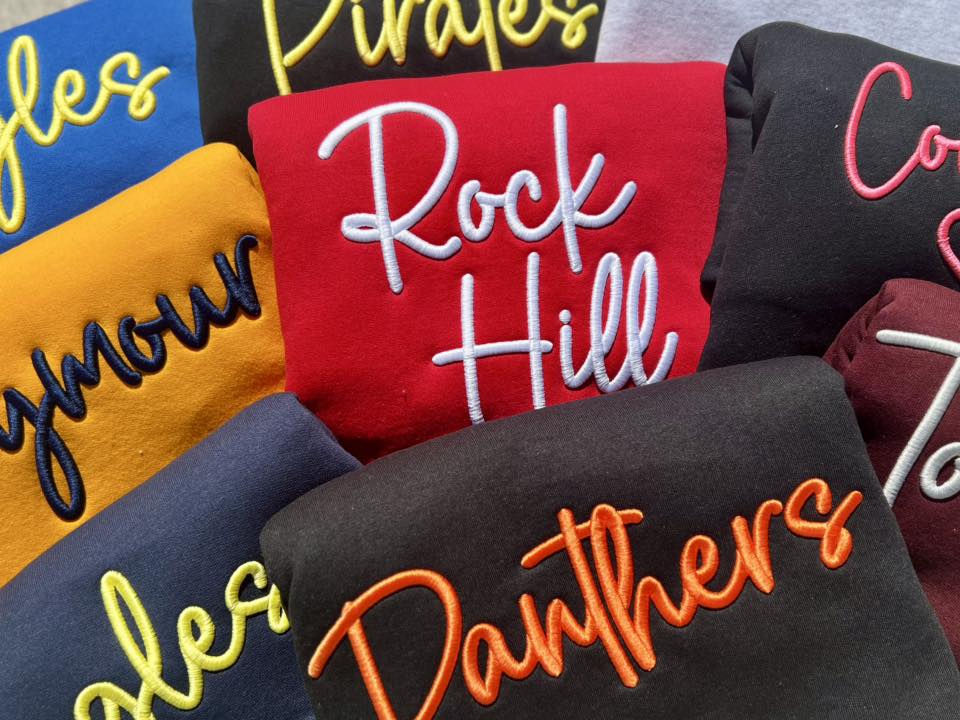 Embroidered Puff Tees OR Sweatshirts - ADULTS
