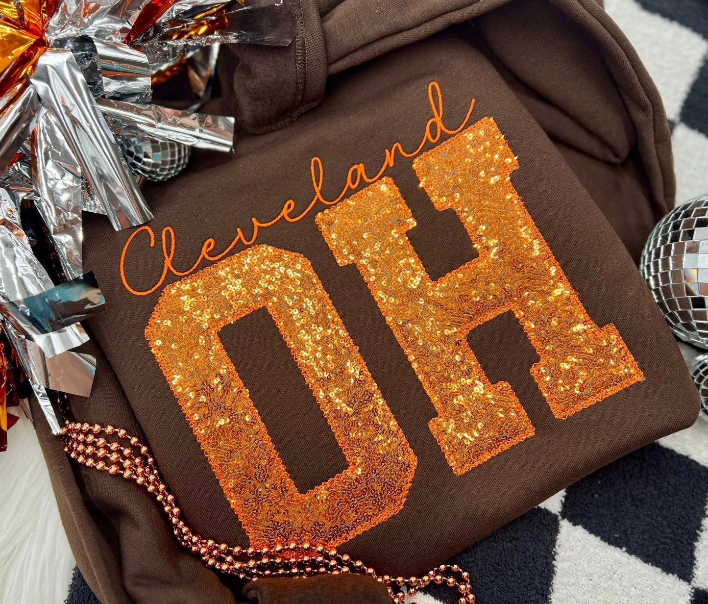 Embroidered Sequin Large Initial Applique Tees OR Sweatshirts - ADULTS