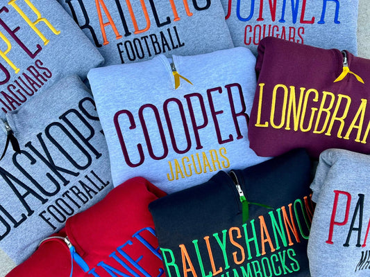 Embroidered Quarter Zip Sweatshirts - ADULTS