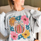 Fall Floral Pink Pumpkin Gray Sweatshirts - YOUTH & ADULT SIZES