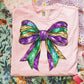 Mardi Gras Bow Pink Comfort Colors Graphic Tees - YOUTH & ADULT SIZES