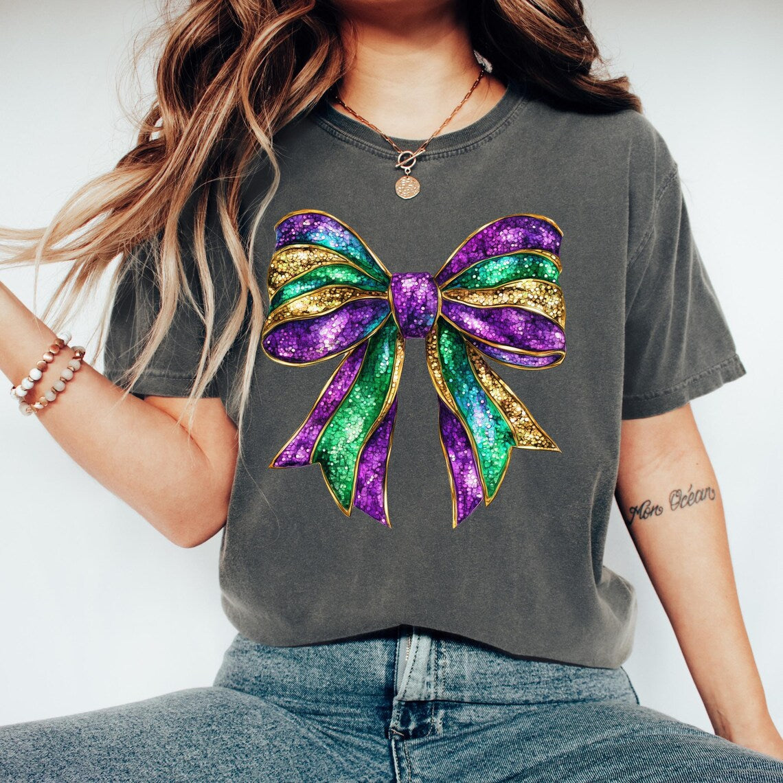 Mardi Gras Bow Pepper Comfort Colors Graphic Tees - ALL COLORS - YOUTH & ADULT SIZES