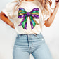 Mardi Gras Bow Violet Comfort Colors Graphic Tees - ALL COLORS - YOUTH & ADULT SIZES