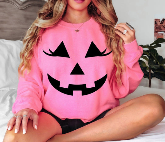 2025 Jack O Lantern with Eyelashes Tees & Sweatshirts - YOUTH & ADULT SIZES