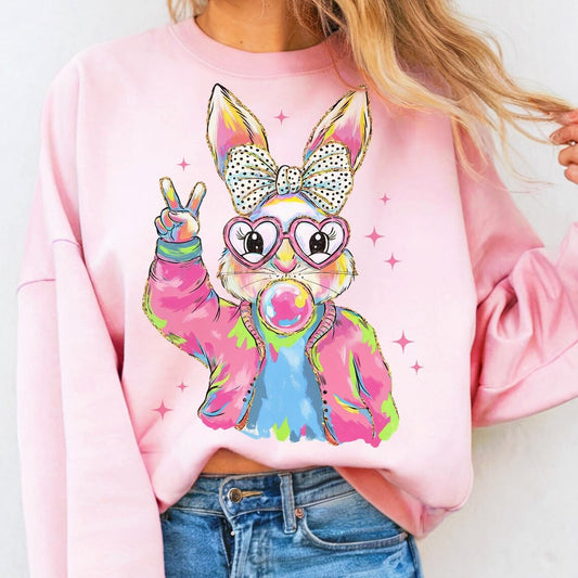 Bright Bubblegum Bunny Sweatshirts - YOUTH & ADULT SIZES - ALL COLORS