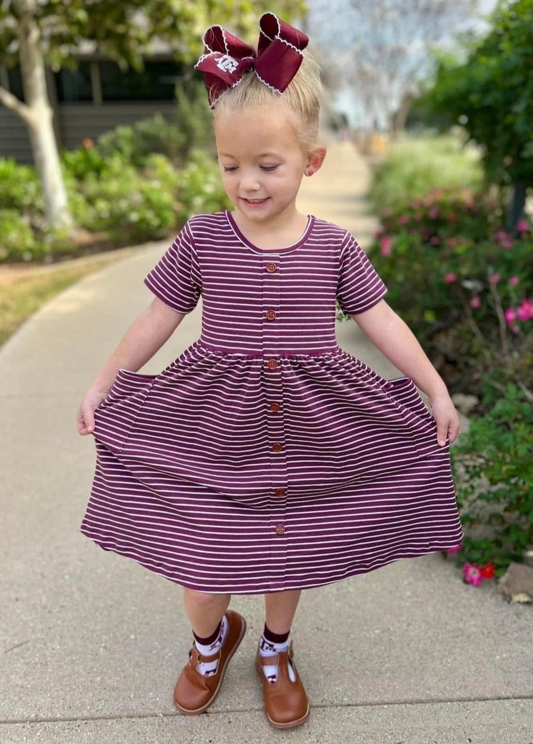 Maroon Stripe Knit Dress