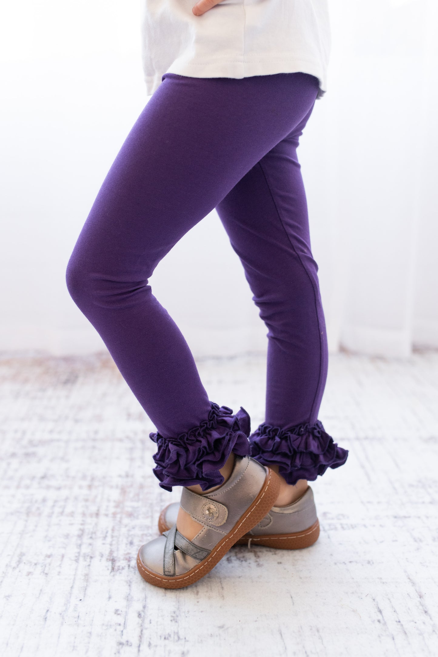 Ruffle Leggings - Purple - Madison Grace Clothing